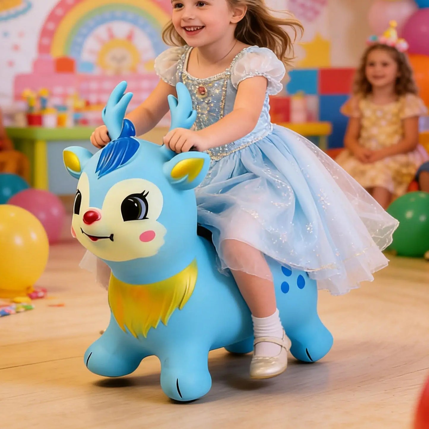 Bouncy Horse Horse Ride On Inflatable Bouncer Kids Jumping Hopping Animal Toys For Outdoor Home Preschool Classroom Playroom