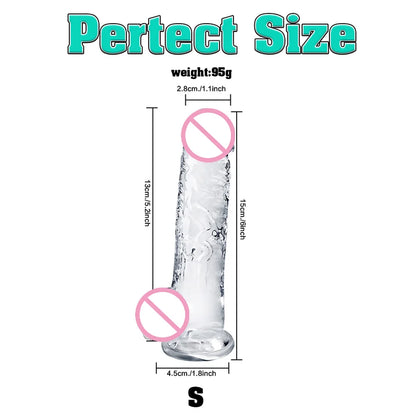 Realistic Big Dick Jelly Women Gay Penetration Vagina Anal Huge Dildo Clitoris Vaginal Masturbators 4 Size Penis Sexy Adult Toys