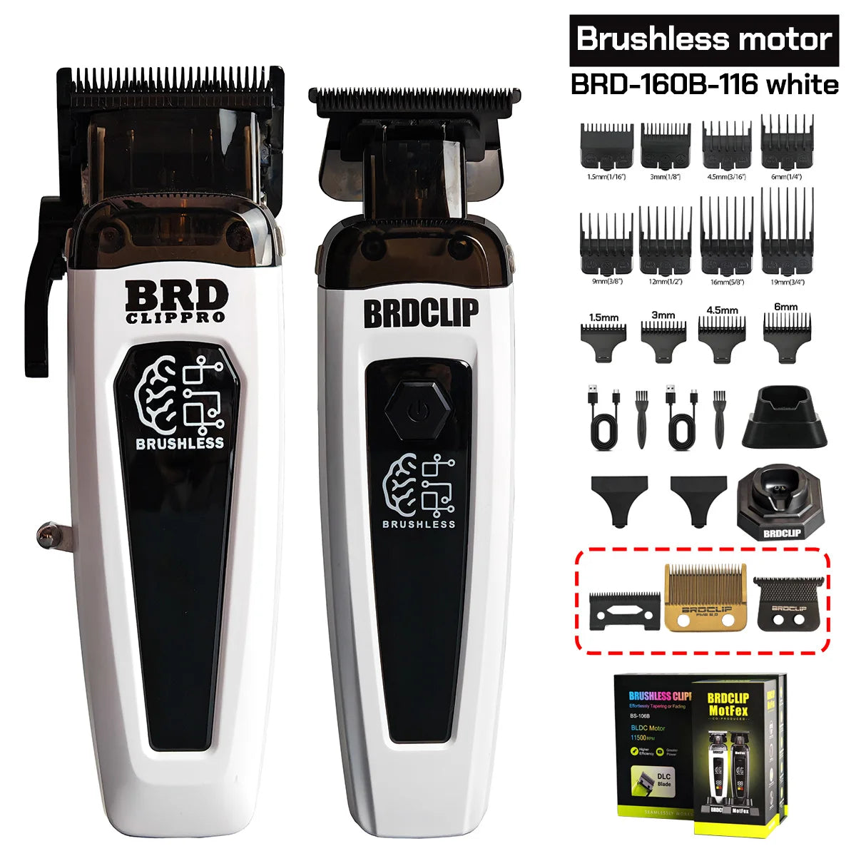 BRDCLIP 7500RPM Brushless Motor Professional Hair Clipper Barber Hair Cutting Machine Kit Salon Hair Trimmer for Men 106 078