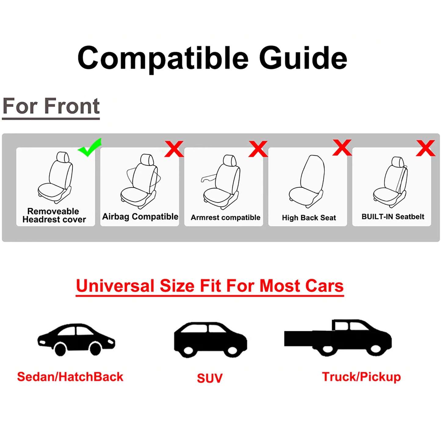 AUTOKING Multicolor Universal Car Seat Covers Front Interior Seat Covers Protection Accessories Fit for Auto Vehicle Truck SUV