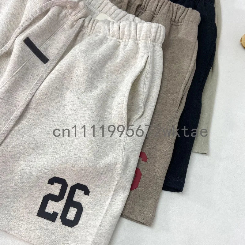 FW26 Double Line Luxury Design Men's Casual Shorts Rubber Number 26 Logo Shorts Designer Brand Couple High Street Loose Shorts