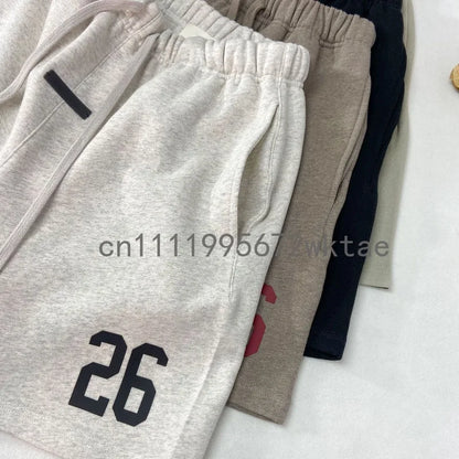 FW26 Double Line Luxury Design Men's Casual Shorts Rubber Number 26 Logo Shorts Designer Brand Couple High Street Loose Shorts