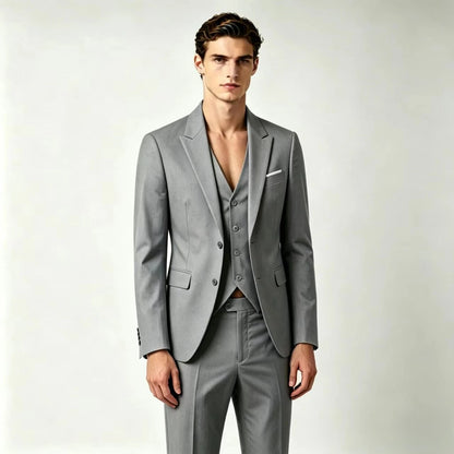 Men's Suit Lightweight Wedding Eegant 2 Piece Set Solid Color Formal Business Blazer Pants Classic Tuxedo for Party Groomsmen