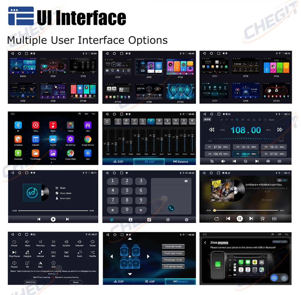 Universal 7"/9"/10“ 2DIN Android 13 4+64G Car Stereo Carplay Android Auto GPS Navigation Bluetooth FM RDS Radio WIFI Touchscreen