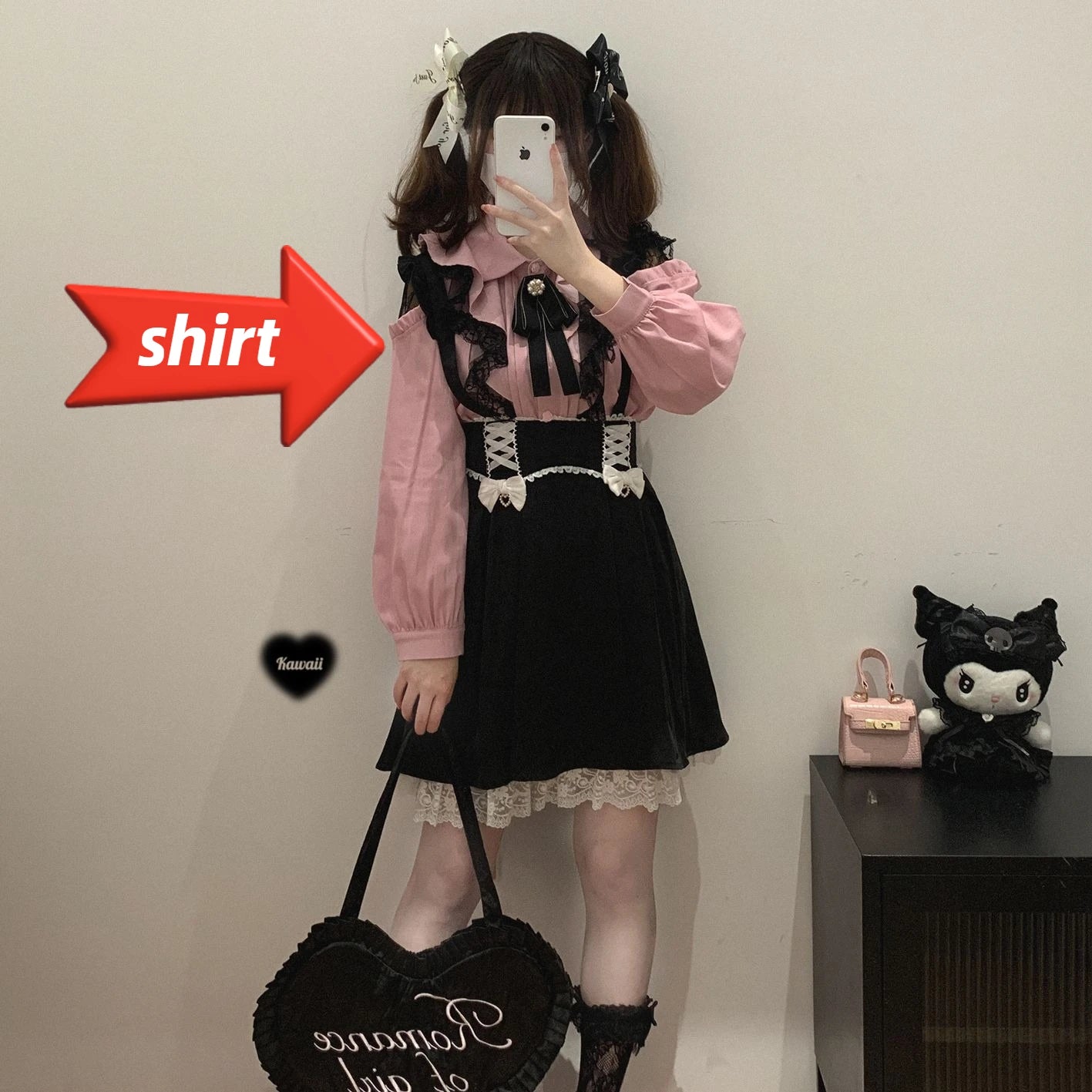 Jirai Kei Lolita Blouse Kawaii Top Women Cute Japanese Style Shirt with Bow Y2K Elegant Long Sleeve Sweet Casual Aesthetic Tops