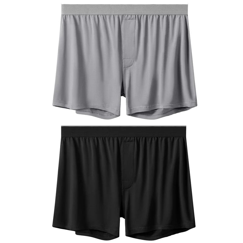 2pcs Men Modal Underwear Male Soild Casual Boxer Shorts Elastic Waistband Button Man Boxer Underwear Comfortable Shorts for Home