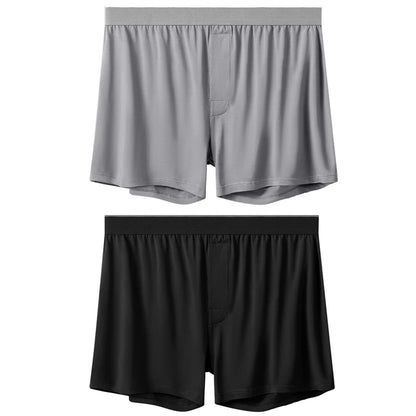 2pcs Men Modal Underwear Male Soild Casual Boxer Shorts Elastic Waistband Button Man Boxer Underwear Comfortable Shorts for Home
