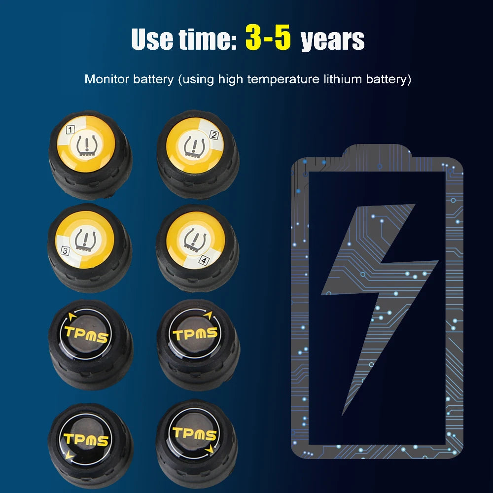 External Alarm Tire Pressure Sensors Car Tire Pressure Sensor Waterproof Android iOS BLE TPMS Universal Bluetooth 4.0 5.0
