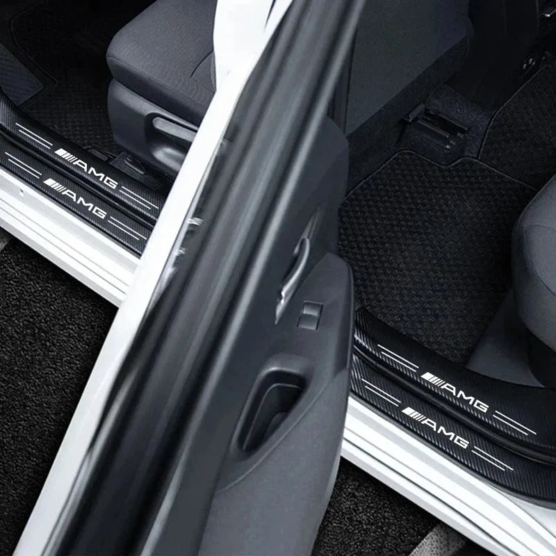 5Pcs Carbon Fiber Car Door Sill Scuff Plate Decor Stickers For Mercedes Benz AMG W463 W204 C300 W212 W176 W222 W124 C190