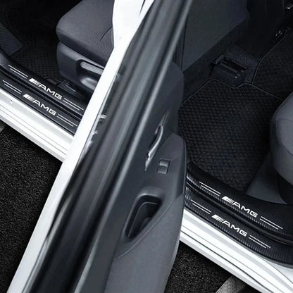 5Pcs Carbon Fiber Car Door Sill Scuff Plate Decor Stickers For Mercedes Benz AMG W463 W204 C300 W212 W176 W222 W124 C190