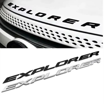 3D ABS Chrome Black Letters Explorer Logo Car Front Hood Emblem Bonnet Badge Sticker For Explorer 2011-2021
