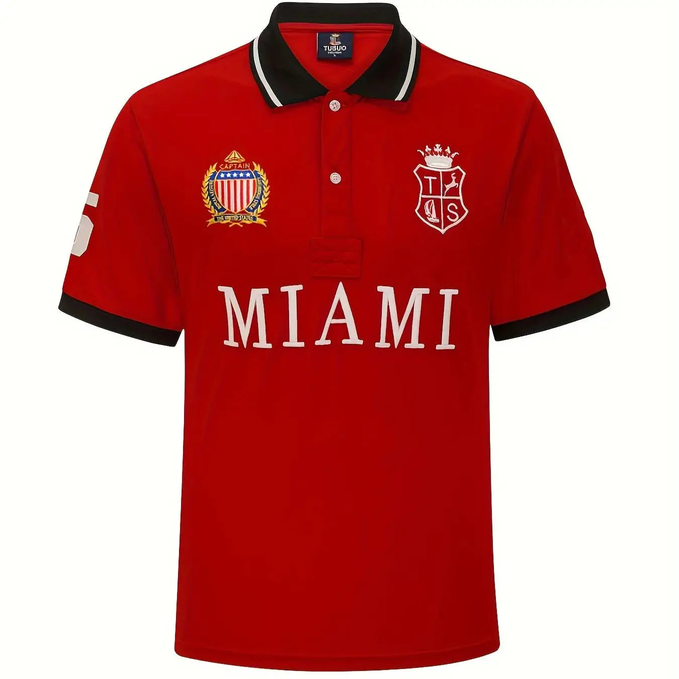 Men's Polo Shirt USA MIAMI Royal Short Casual Sport Party High-End Cotton Embroidery Luxury Contrast Color Original Design