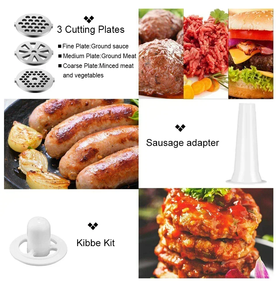 Electric Meat Grinder Powerful Heavy Duty Meat  Mincer filler Sausage Grinder Stainless Steel Food Processor Sausage Stuffer