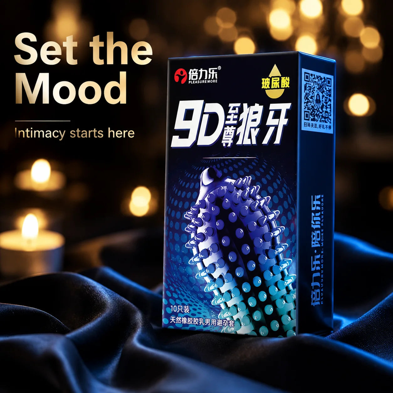 9D Studded Condoms Wolf Tooth Design Hyaluronic Acid Lubricated Natural Latex 10pcs-50pcs Men Extra Sensitive Beilile