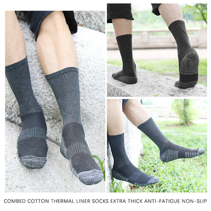 4 Pairs Heavy Duty Cushioned Work Socks Anti-Slip Sweat Wicking for Mining Hiking Outdoor Men Size 39-50