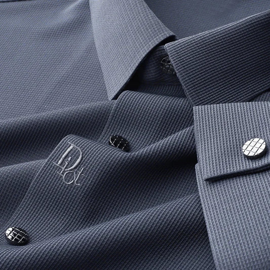 Men's Seamless Stretch Dress Shirt Long Sleeve Slim Fit Wrinkle-Free Button Down Business Casual Slim fit Shirts By Huafuge