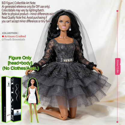 12.6 Inch 1/6 Fashion BJD MJD Supermodel Doll Ball Jointed Posable Collectible Realistic Hair NoClothes