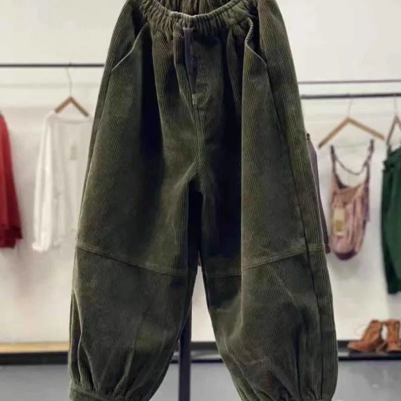 Winter 2024 Women's Casual Pants Fleece Lined Thickened Harajuku Style Long Trousers Lantern Pants Comfortable Fit Commute Fa...