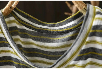Women Summer Short-sleeve T-shirt 2026 Summer New Stylish Striped Single-pocket Loose T-shirt ZXY154