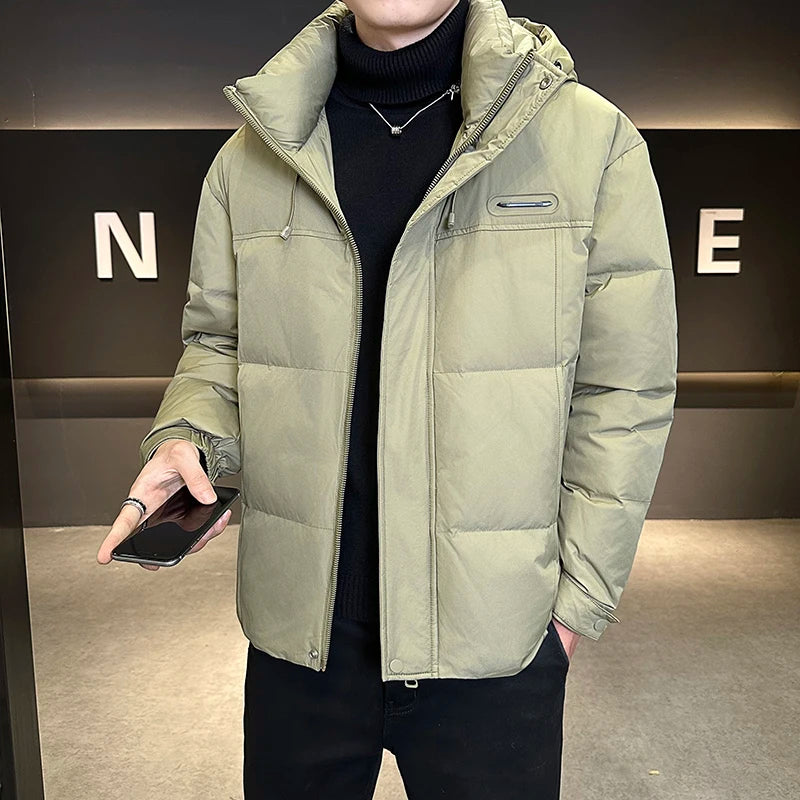 Men's Hooded Down Jackets New Winter Style White Duck Down Warm Coats Men's Cold-proof High-end Thickened Cotton-padded Jackets