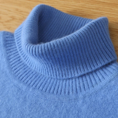 Men's Turtleneck 100% Mink Cashmere Sweater Men 2025 Autumn and Winter Large Size Loose Knitted Sweater Keep Warm Top Men Jumper