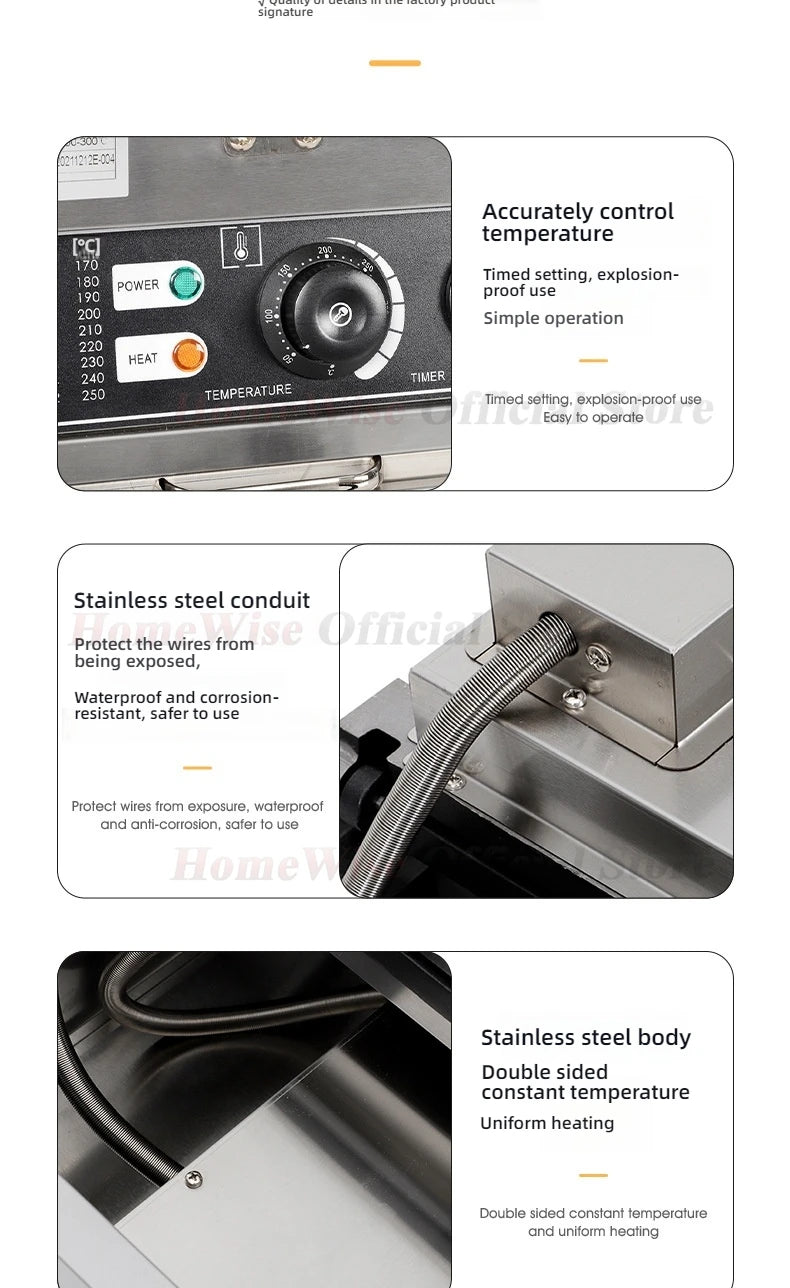 HomeWise Taiyaki Maker 1400W Fish Shaped Waffle Machine 12PCS/14PCS Taiyaki Waffle Maker Non-stick Coating Electric/GAS