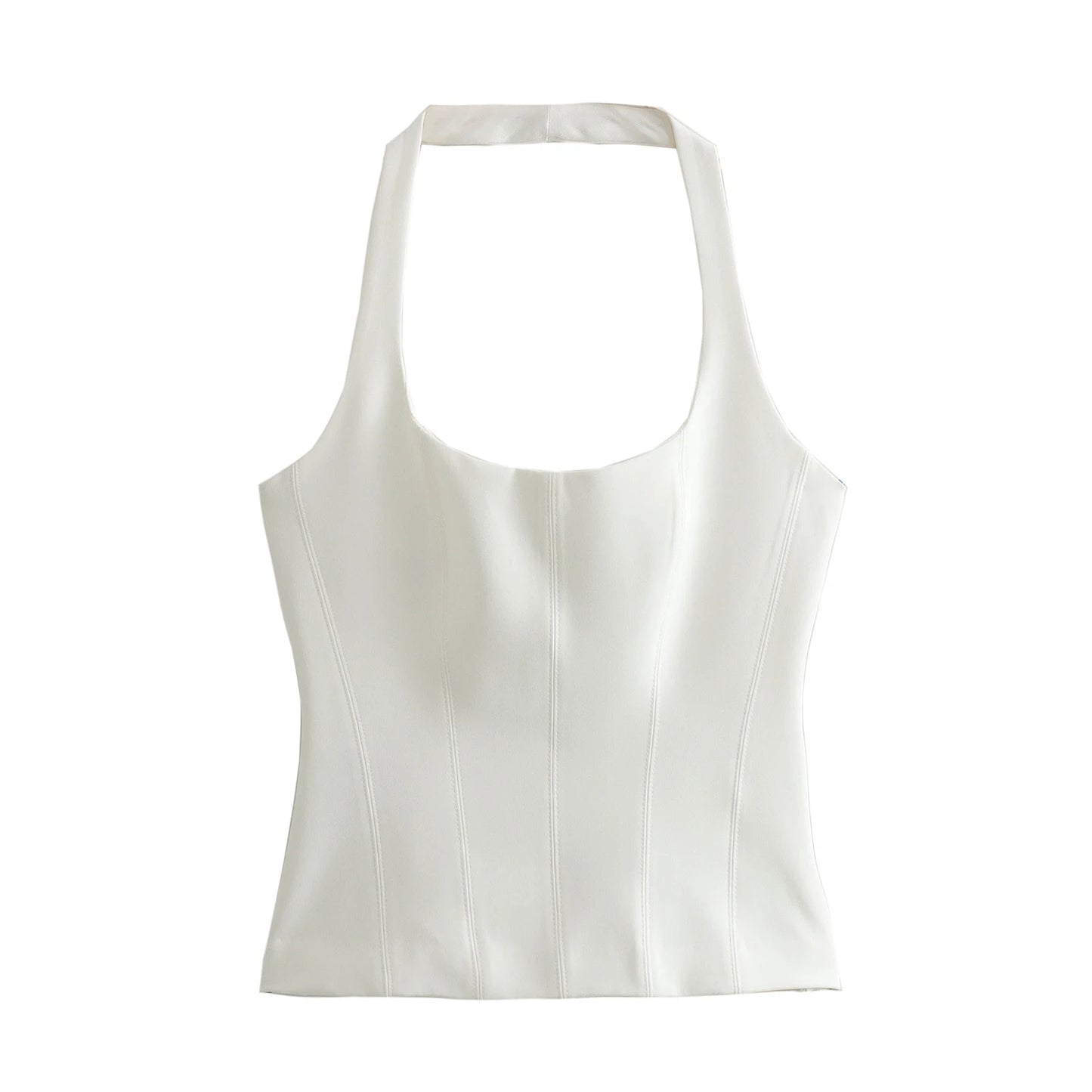 BSAY Women Fashion Summer White Halter Backless O-neck Comfortable Sling Crop Top Chic Female Sexy Streetwear Vest Mujer