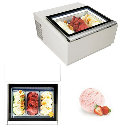 Stainless Steel Refrigerated Popsicle Showcase Refrigeration Equipment Freezer Table Ice Cream Display Cabinet