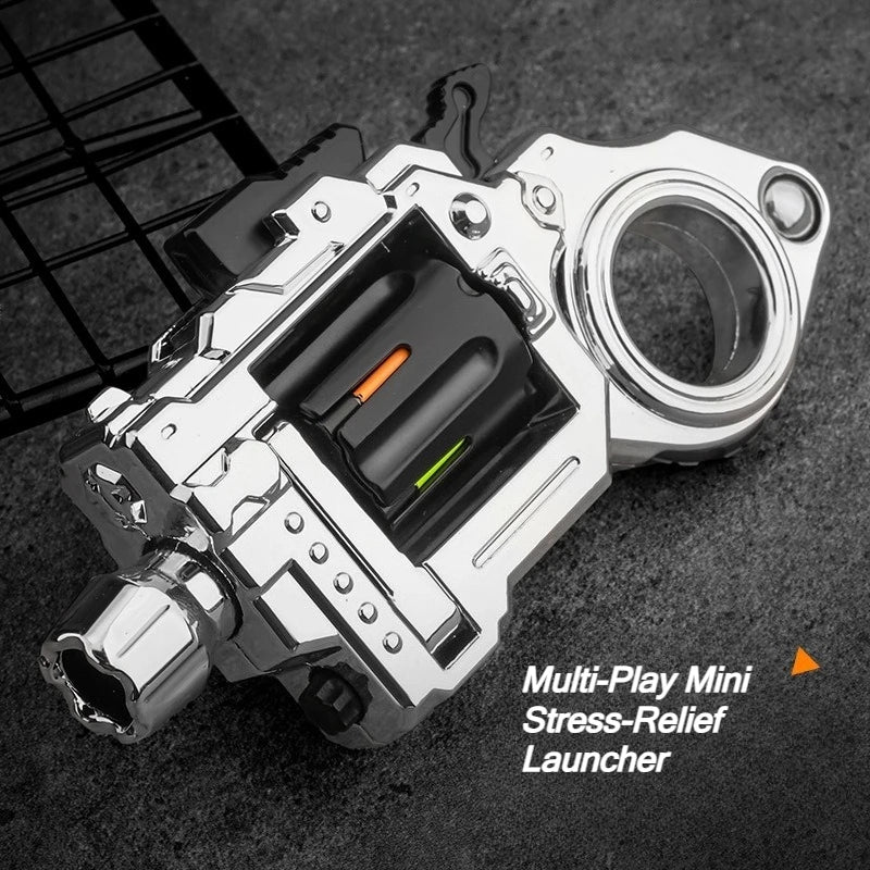 One Hand Spin Shoot Alloy Revolver EDC Metal Fidget Toy with 20 Plastic Bullets Stress Relief Mini Ring Gun for Adults Teens