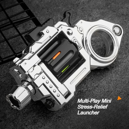 One Hand Spin Shoot Alloy Revolver EDC Metal Fidget Toy with 20 Plastic Bullets Stress Relief Mini Ring Gun for Adults Teens