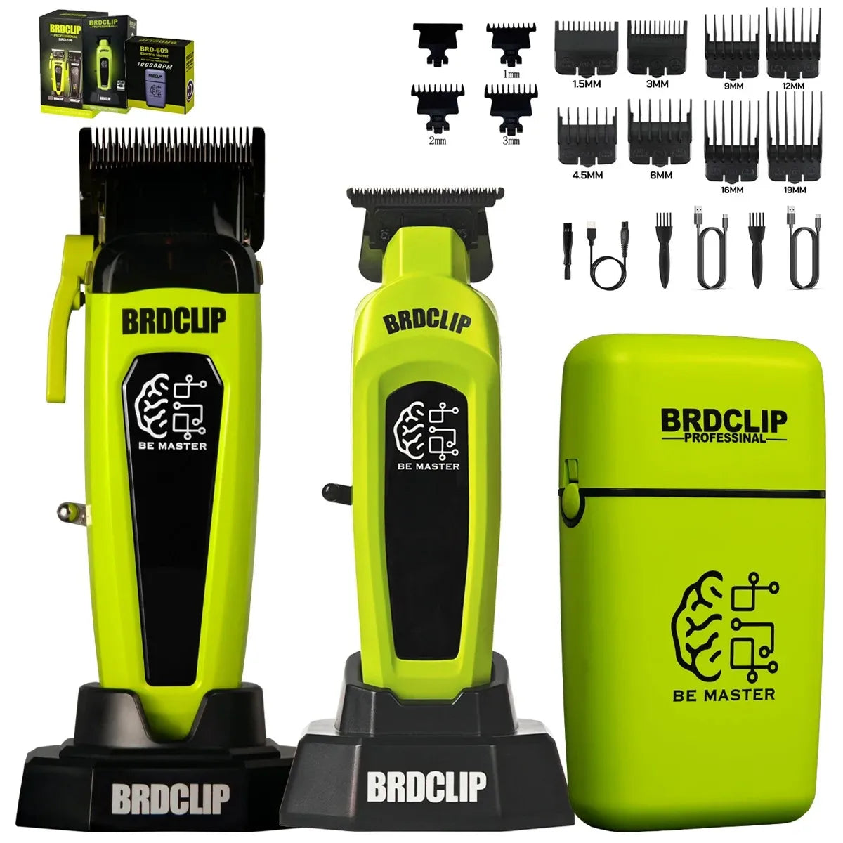 BRD FADE Clipper Professional Men's Hair Line Up Trimmer 10000RPM Barber Foil Shaver Base Charger Salon Blending Tools