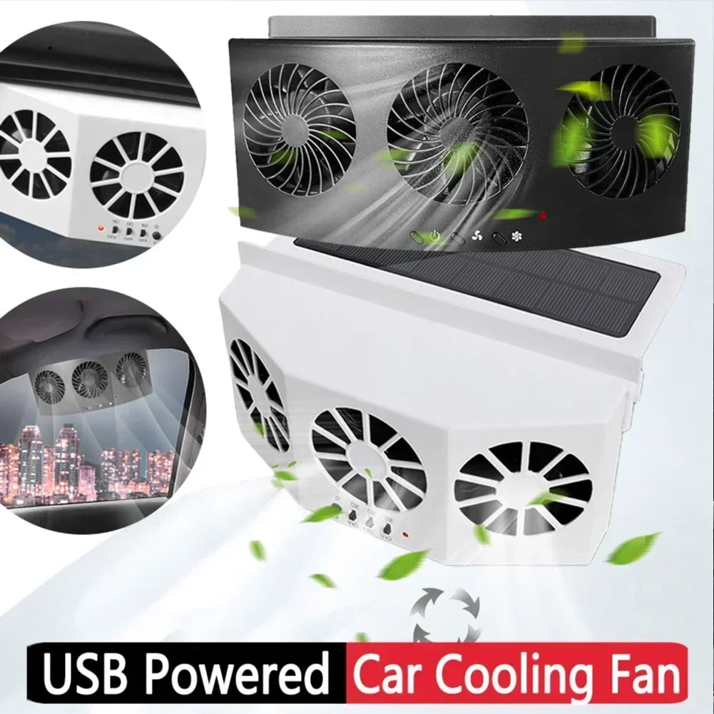 USB Car Auto Exhaust Fan Three-Head Air Cooler Car Ventilator Car Radiator Fan 4000RPM Car Window Air Vent Cooler for Vehicle