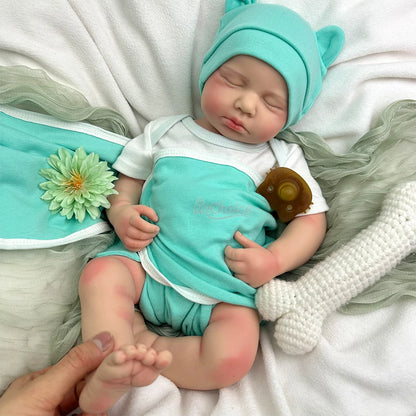 Open Mouth 20" Realistic Newborn Silicone Reborn Baby Loulou Weighted Handmade Reborn Doll Close Eyes Sleeping Veins For Kid Toy