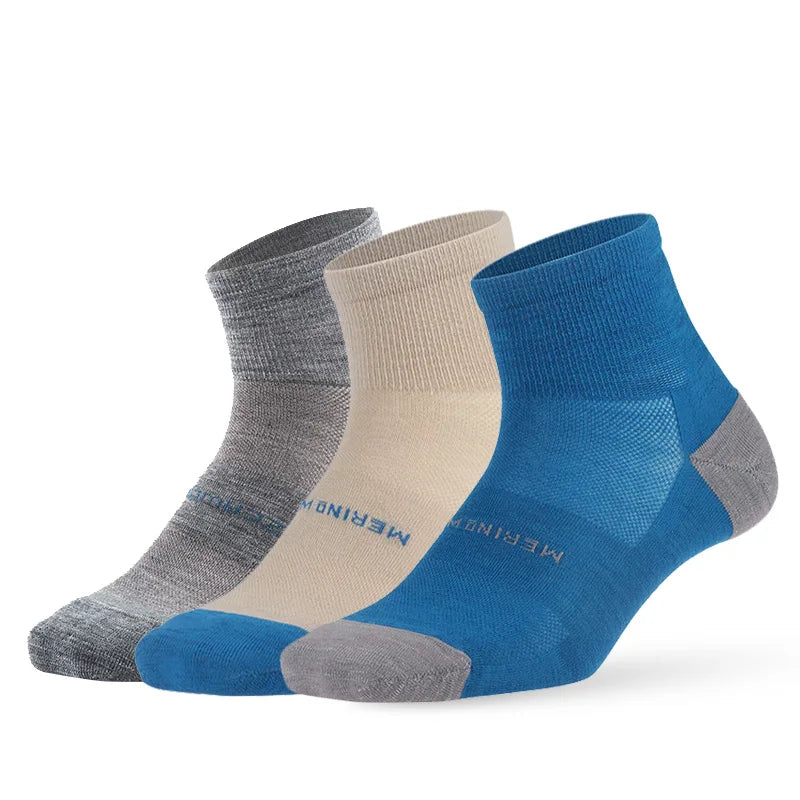 ZEALWOOD Merino Wool Running Socks Men Women No Show/Ankle/Crew Anti-blister Cushion Athletic Socks Ultra-Light Tennis 1/3 Pairs