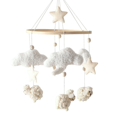 Baby Mobile Toy Wooden 0-12 Months Rattle Toy Baby Crib Mobile Toy Teddy Plush Alpaca Crib Bell Hanging Toy Baby Crib Bracket