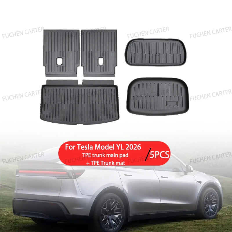 For Tesla NEW Model YL 2026 TPE Car Floor Mats With metal pedals Luggage Trunk Mat Set waterproof Anti-Slip Set Floor Liner Mat