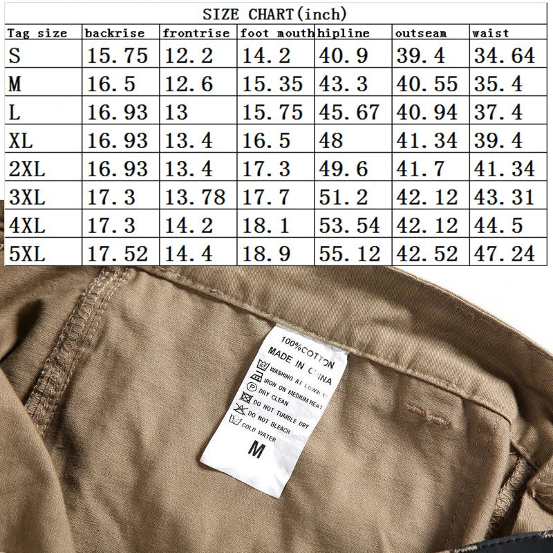 Cargo Pants Cotton Tactical Casual Pants Men Multi-Pockets Casual Pants Traninig Work Trousers For Man 2024 Plus Size 5XL
