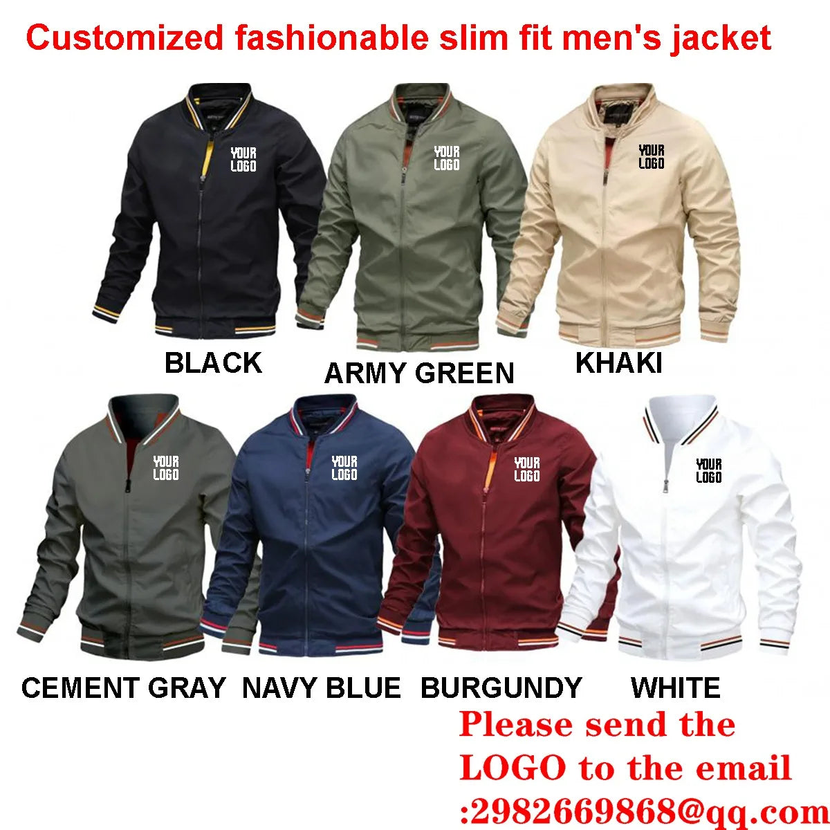 2026 fashionable slim-fitting men's jacket, windproof and comfortable autumn coat, can be customized with pictures or text