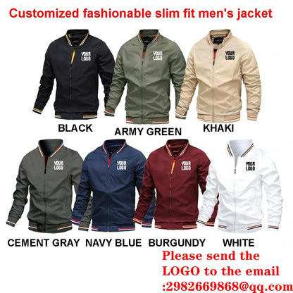 2026 fashionable slim-fitting men's jacket, windproof and comfortable autumn coat, can be customized with pictures or text