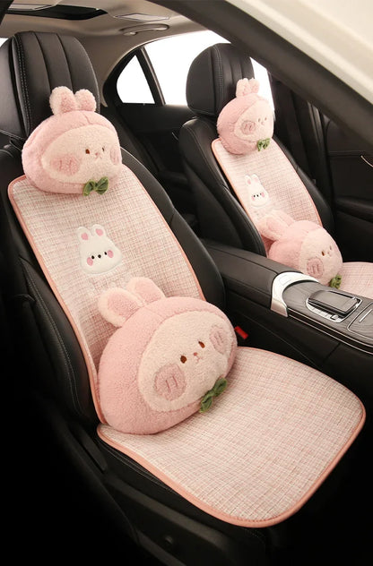 Bear Plush Seat Cushion Cover Universal Skin-Friendly Cute Soft Car Pillow Case Autumn Winter Decorative Seat Accessories