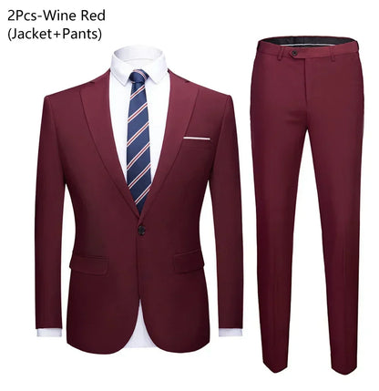 Suit Men Elegant For Wedding 3 Pieces 2 Set Jackets Vest Pants Blazers Groom's Formal Full Business Coats 2025 Costume
