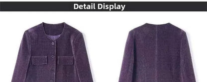 Fashionable Corduroy Set Women's Autumn Winter New Style Elegant Lady Fragrance Wind Coat Wide Leg Pants Two Piece Suit