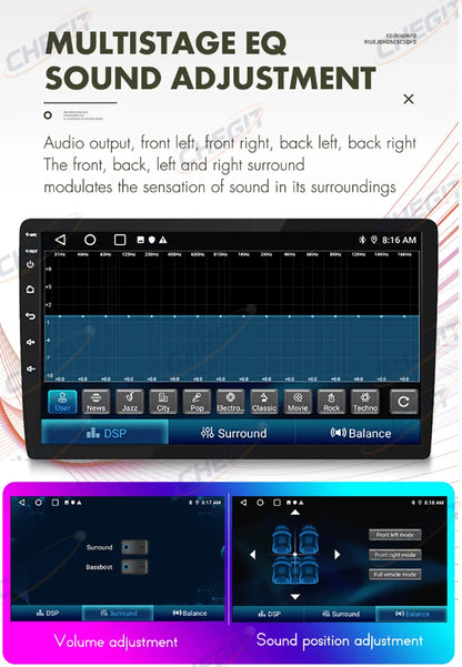 Universal 7"/9"/10“ 2DIN Android 13 4+64G Car Stereo Carplay Android Auto GPS Navigation Bluetooth FM RDS Radio WIFI Touchscreen