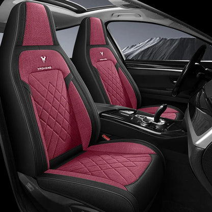 1pc Hooded Car Seat Cover - Premium Linen Texture for All-Season Comfort & Breathability, Universal Design for Sedans, SUVs