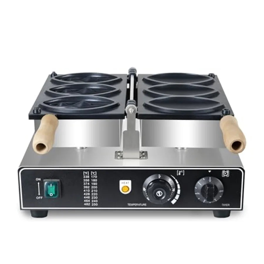 Commercial Non-Stick Abalone Shape Waffle Machine 3 PCS Electric Sausage Grill Baking Machine 1600W 110V 5 min/batch