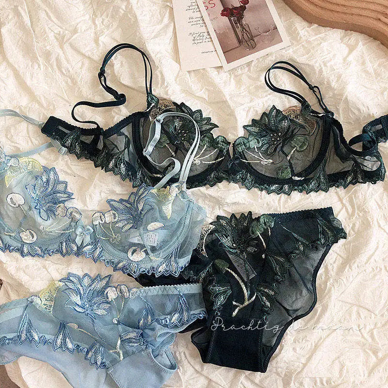 Sexy French Ultra Thin Lace Embroidery Underwire Bra Summer Minimizer Full Coverage Slimming For Busty Women Daily Wear 32-38ABC