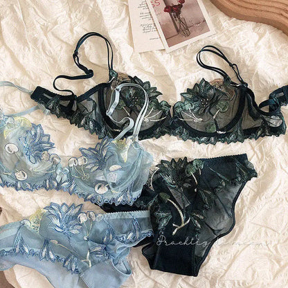 Sexy French Ultra Thin Lace Embroidery Underwire Bra Summer Minimizer Full Coverage Slimming For Busty Women Daily Wear 32-38ABC