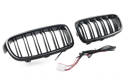 LED Light Front Bumper Racing Grille Grill For BMW 3 Series F30 F31 320i 330i 335i 2012-2019 1 Pair Gloss Black Kidney Grills