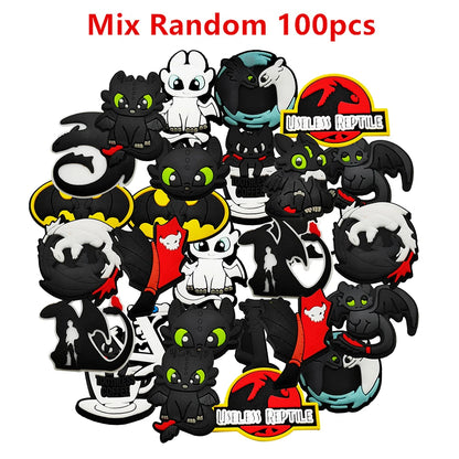 16-100Pcs Cartoon Dragon Shoe Charms For Slides Clog Sandals Toothless Shoe Decorations Accessories For Christmas Birthday Gift
