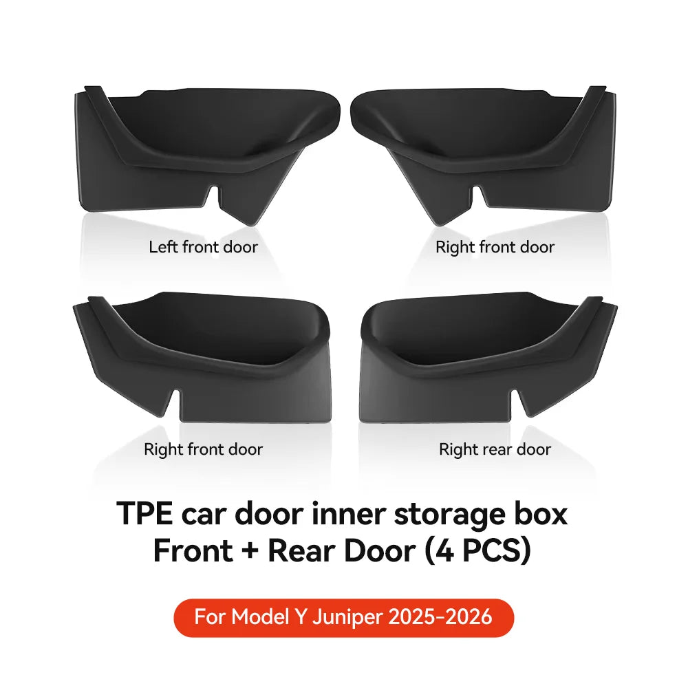 YZ For Tesla Model 3 Y Highland Juniper Car Door Side Storage Box Front Rear Side TPE Door Storage Organizer Tray Accessories